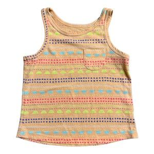 Cat & Jack Baby Girl Tank Top Size 18M Orange Colorful Sleeveless Toddler Shirt